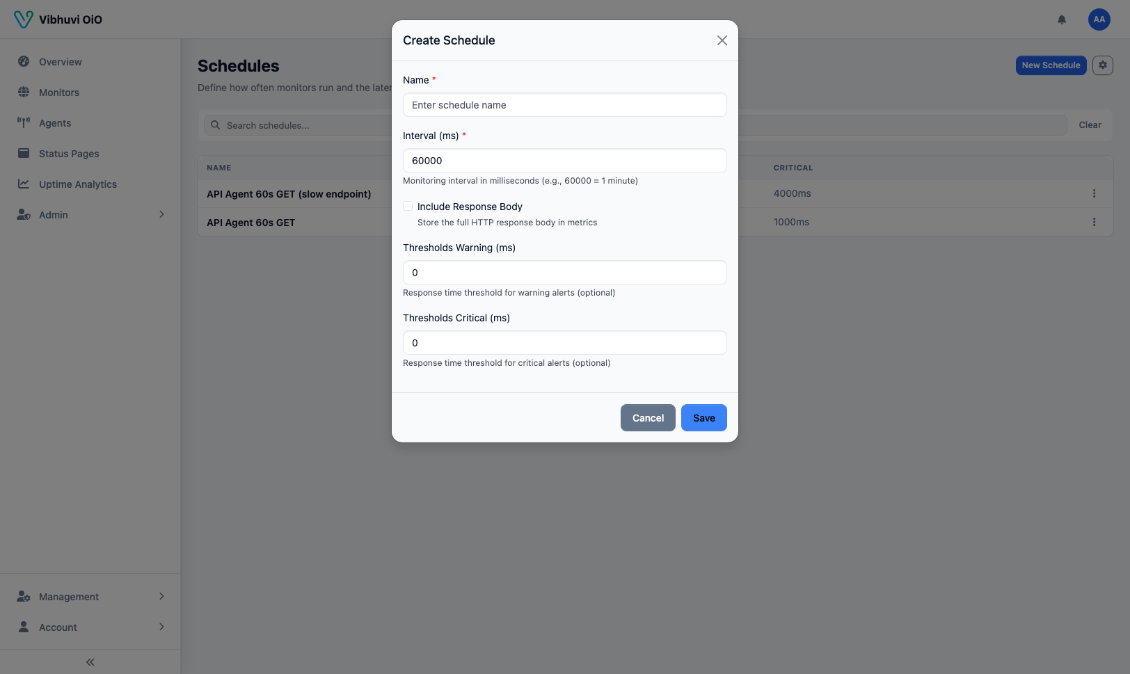 Create schedule